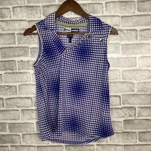 Jamie Sadock Womens Small Sleeveless Golf Shirt 1/4 Zip Lightweight Purple Geo